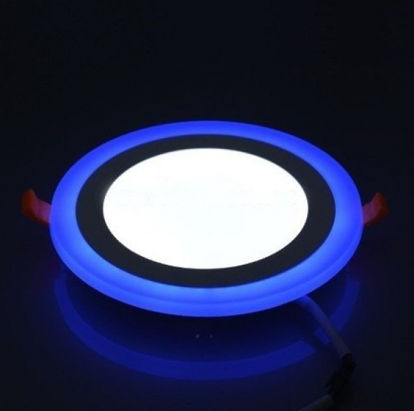 6 Watt Çift Renkli Led Panel Yuvarlak Spot Lamba Armatürü - Mavi Beyaz