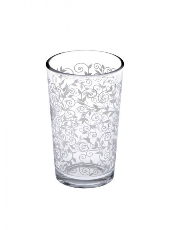 Joy Glass 6'Lı Beyaz Şal Desen Kahve Yanı Su Bardağı