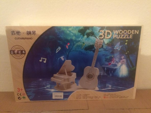 3D Ahşap Puzzle Gitar ve Mini Piyano
