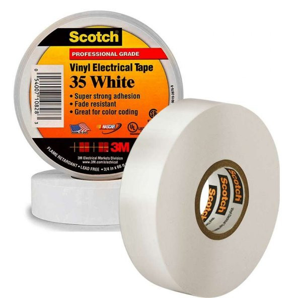 3M Scotch White Vinyl Color Coding Electrical Tape 35