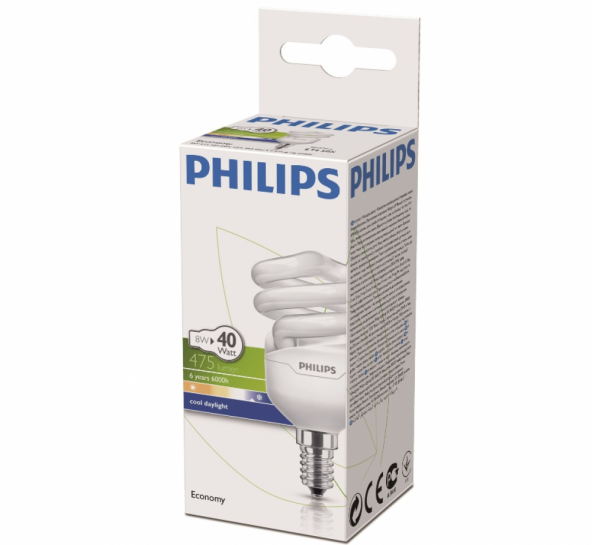Philips EconomyTwister 8W Beyaz Işık E14