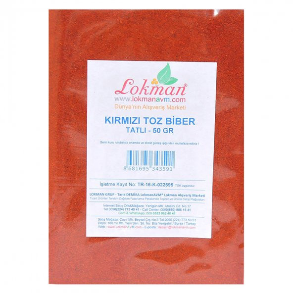 LokmanAVM Kırmızı Toz Biber Tatlı 50 Gr Pkt - 2