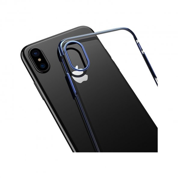 Baseus iPhone X Glitter Serisi Şeffaf Sert Arka Kapak Mavi + Ekran Koruyucu - 2