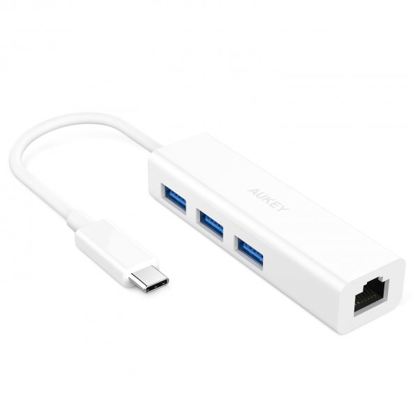 AUKEY CB-C17 USB C To 3 Port USB3.0 Hub Gigabit Ethernet Adapter