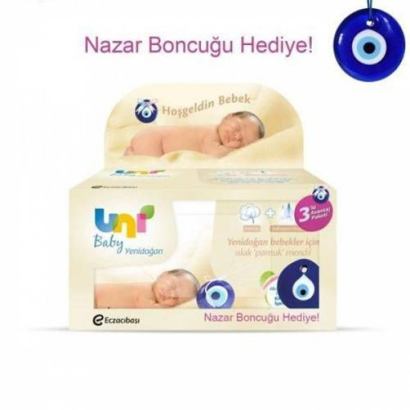 Uni Baby Yenidoğan Islak Pamuk Mendil Avantaj Paketi 3x40 Adet