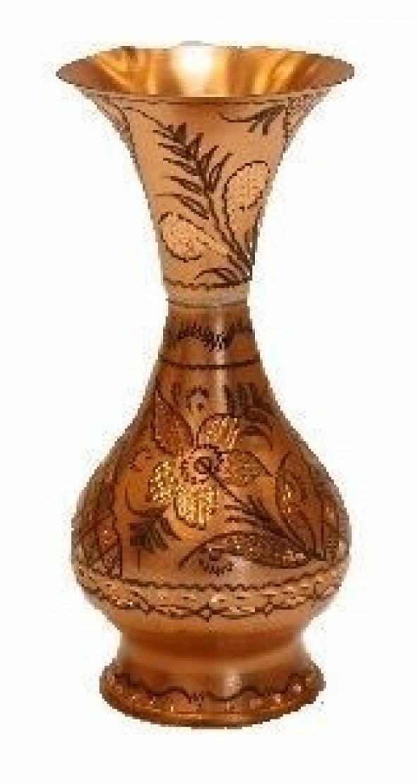 PARLAK İŞLEMELİ BÜYÜK BAKIR VAZO