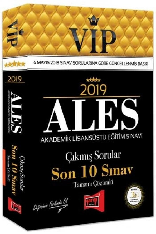 Yargı Yayınları 2019 ALES VIP Tamamı Çözümlü Son 10