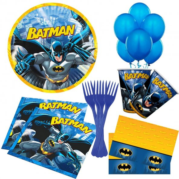 Batman 16 Kişilik Doğum Günü Parti Seti malzemeleri paketi