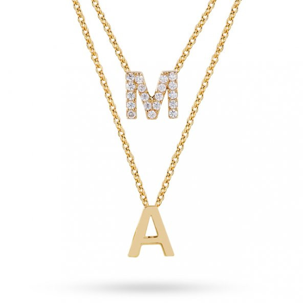 Goldstore 14 Ayar Altın Düet İki Harfli Kolye GP42087 - 3