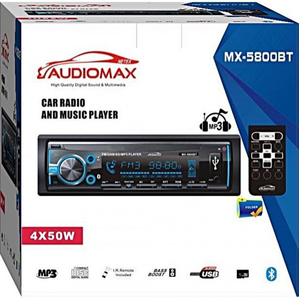 AUDIOMAX MX 5800BT SD/USB BLUETOOTH 7 RENK DEĞİŞTİRME ÖZELLİĞİ