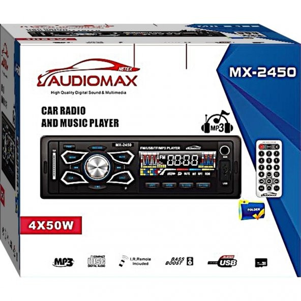 AUDIOMAX MX-2450 OTO TEYP SD/MMC/USB (HEDİYELİ)