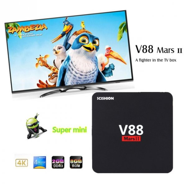 V88 Mars II Android TV Box Android 6.0 2G/8G WiFi 4K Media Playe