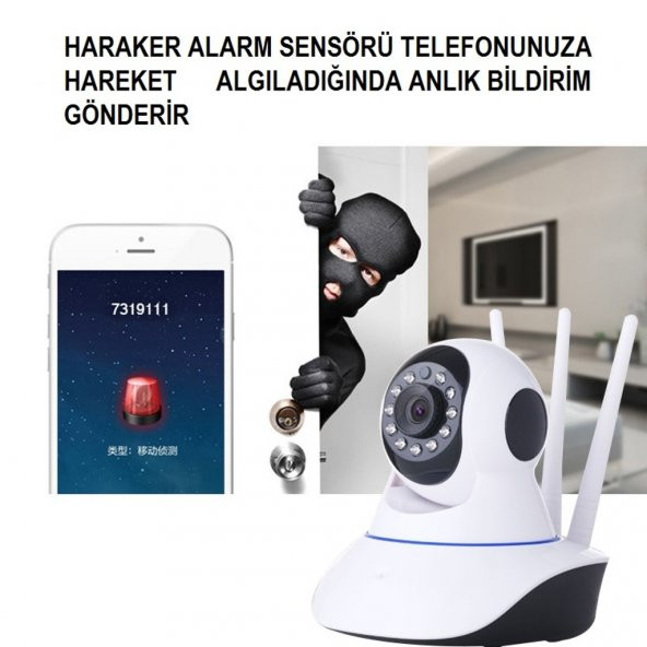 HD 360º Wifi İp Kamera Gece Görüş Güvenlik ve Bebek İzleme Kamera - 2