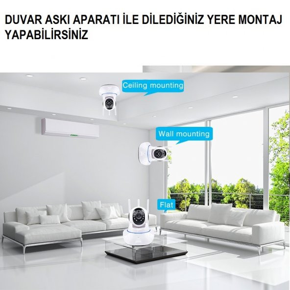 HD 360º Wifi İp Kamera Gece Görüş Güvenlik ve Bebek İzleme Kamera - 5