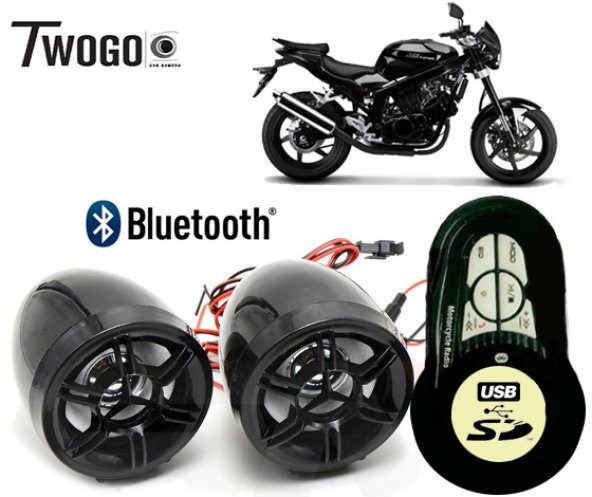 Twogo 606 Bluetoothlu Ekranlı Motorsiklet Usb MP3 Çalar