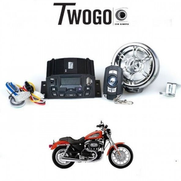 Twogo GO-1000 Ekranlı Motorsiklet Usb MP3 Çalar Alarm