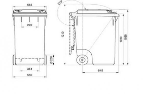 Safell Plastik Çöp Konteyneri 240 lt A+ Kalite Isıya Dayanıklı - Mavi - 2