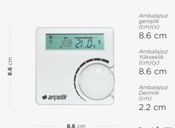 Arçelik DGK 10 W OT Kablosuz Programlanabilir Oda Termostatı - 2