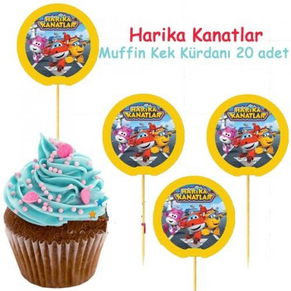 20 Adet Harika Kanatlar (Super wıngs) Sunum Kürdanı  Erkek Doğum Günü Parti Malzemesi - 2