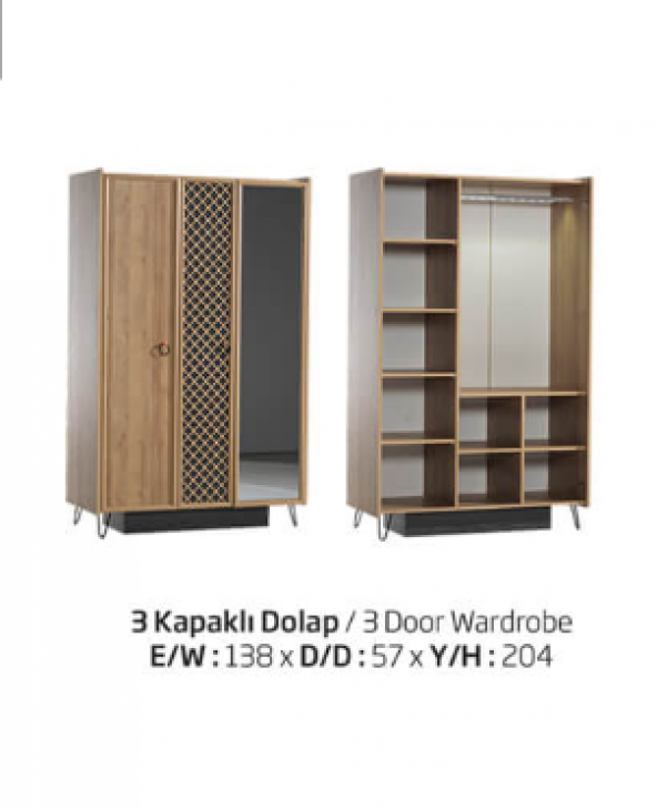 Dolap, Gardrop, Gala Genç Odası, 3 Kapaklı Gardrop - 3