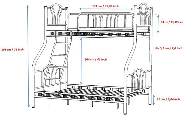 Perra Sultan Ferforje Metal Çift Kişilik Karyola 150*200 cm - 3
