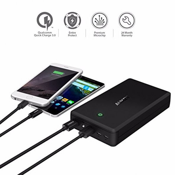 Aukey PB-T11 30000mah Powerbank Hızlı Şarj Qualcomm 3.0 - 5