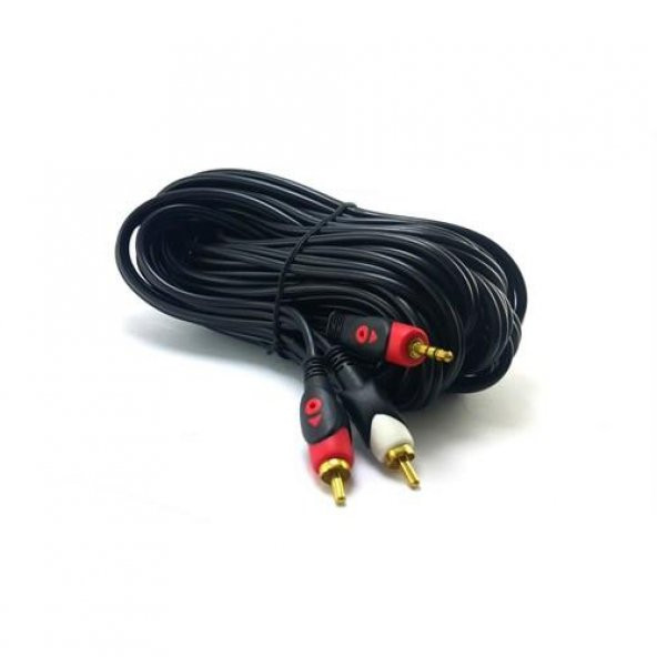 Wellhise 2Rca 3,5Mm 5 Metre Stereo Kablo Gold Stereo Toss