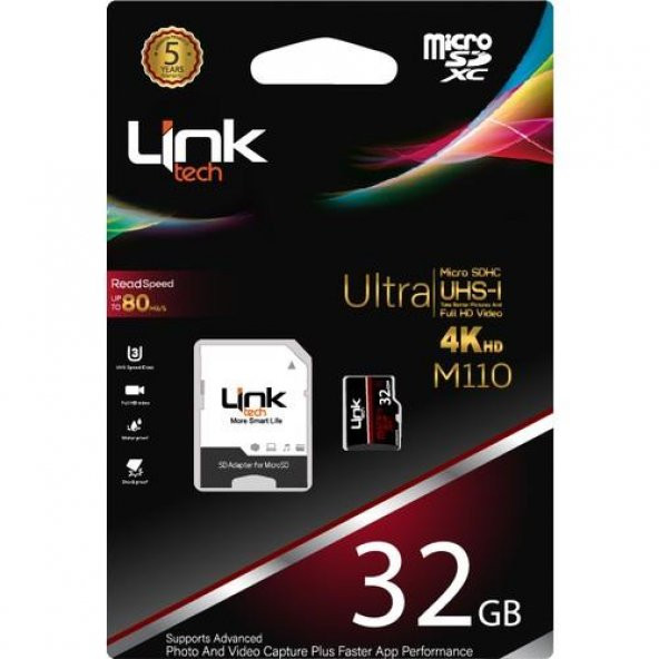 Link Tech 4K HD Ultra 32 GB Micro SD Hafıza Kartı SDHC 3 UHS-I