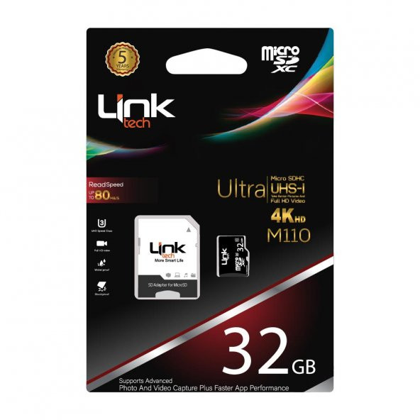 LinkTech 4K HD Ultra 32 GB Micro SD Hafıza Kartı SDHC 3 UHS-I
