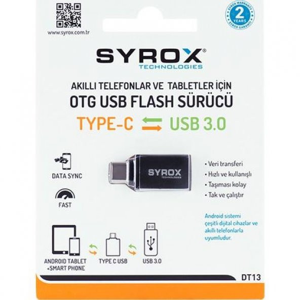 Syrox Usb-3 den Type-C ye Dönüştürücü OTG DT13 - 2