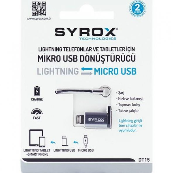 Syrox Micro Usb den Apple iPhone ( Lightning) ye Dönüştürücü DT15 - 2