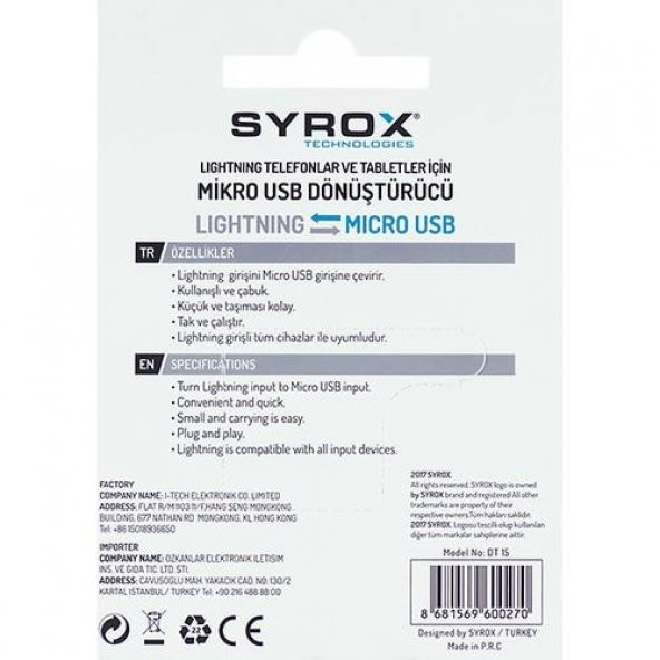 Syrox Micro Usb den Apple iPhone ( Lightning) ye Dönüştürücü DT15 - 3