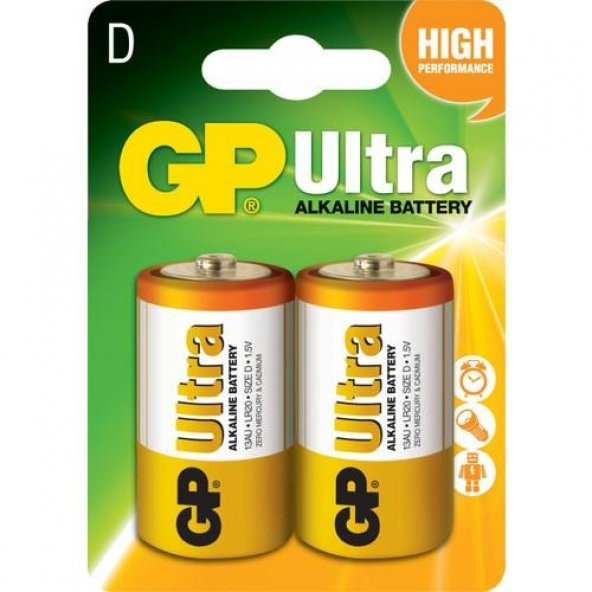 GP Ultra Alkalin 2li D Boy Kalın Pil (GP13AU-2U2)