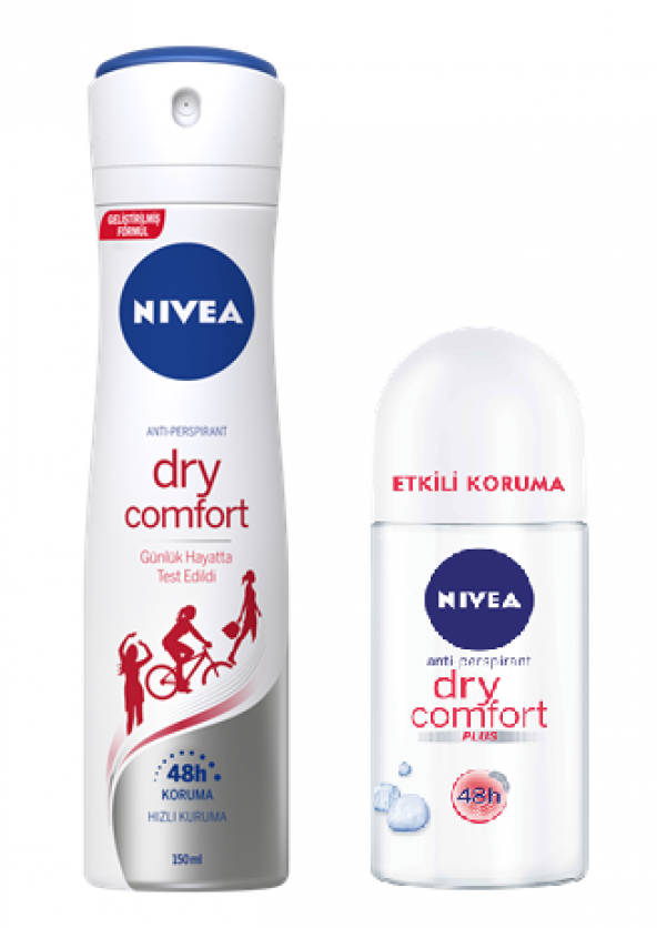 Nivea Dry Comport Sprey 150Ml Kadın + Roll-On 50 Ml