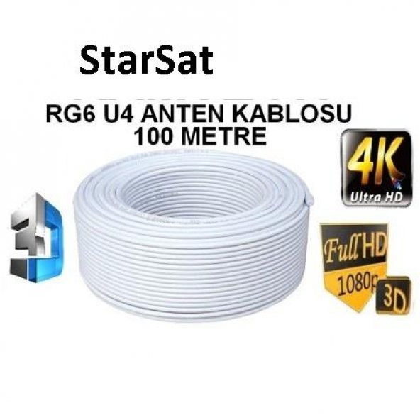 Anten Kablosu Starsat RG6/U 100 Metre Bakır