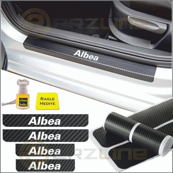 Fiat Albea Karbon Kapı Eşiği Sticker (4 Adet)