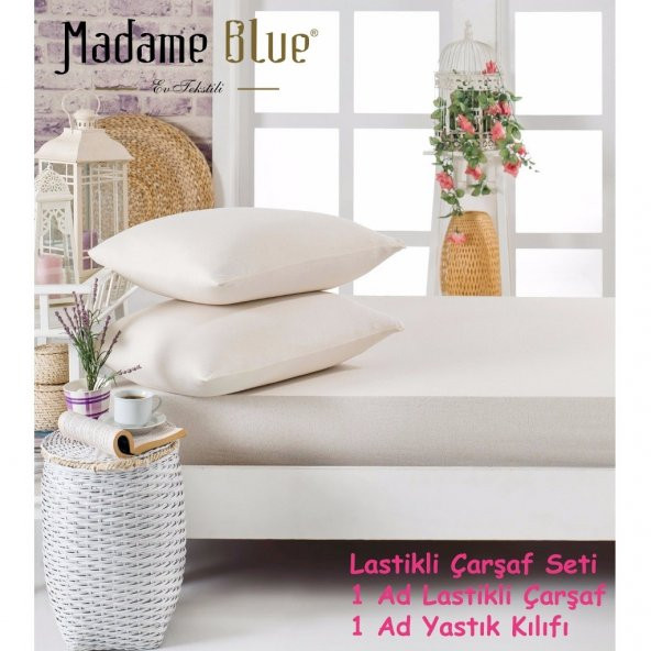 Madame Blue Pamuklu Lastikli Çarşaf Seti Tek Kişilik YastıkKılıfı