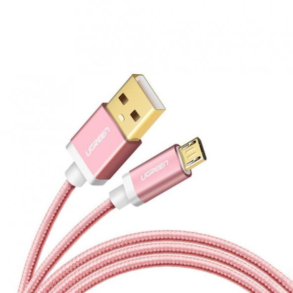 Ugreen Örgülü Micro USB Şarj ve Data Kablosu Rose Gold