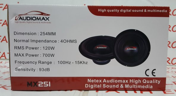 AUDİOMAX MX-251 25 CM 700 WATT SLİM OTO SUBWOOFER BASS - 1