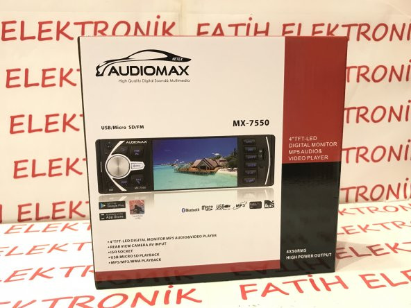 AUDİOMAX MX-7550 4İNÇ OTO TEYP USB/SD/BT FULL HD EKRAN