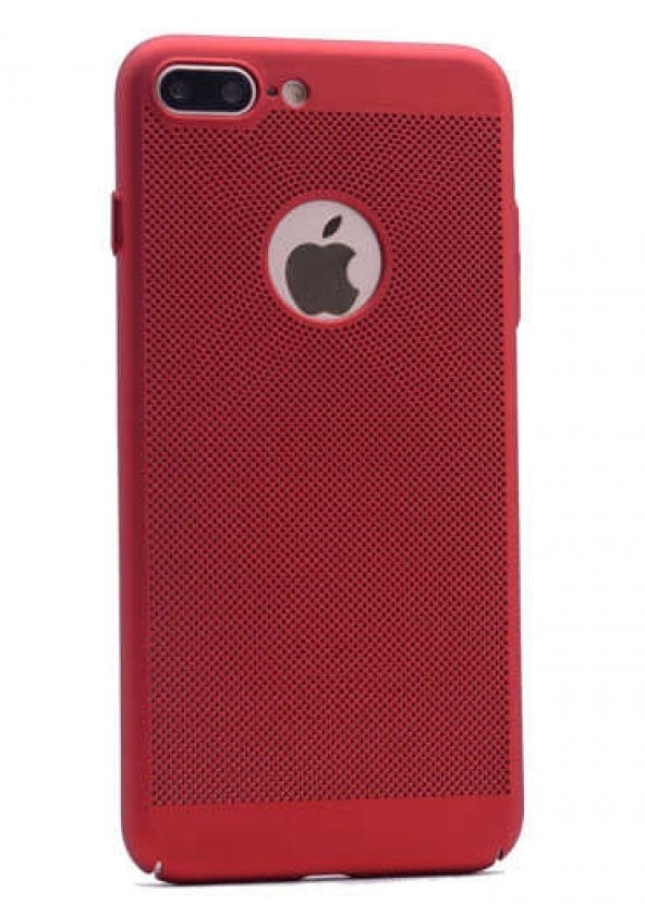 Apple iPhone 8 Plus Kılıf Delikli Rubber Kapak Kırmızı