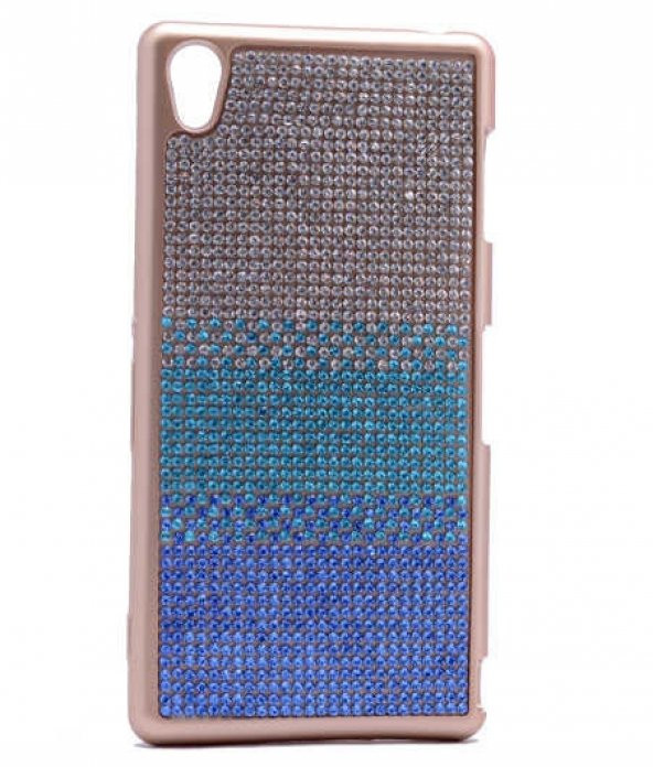 Sony Xperia Z3 Kılıf Mat Lazer Taşlı Silikon Mavi
