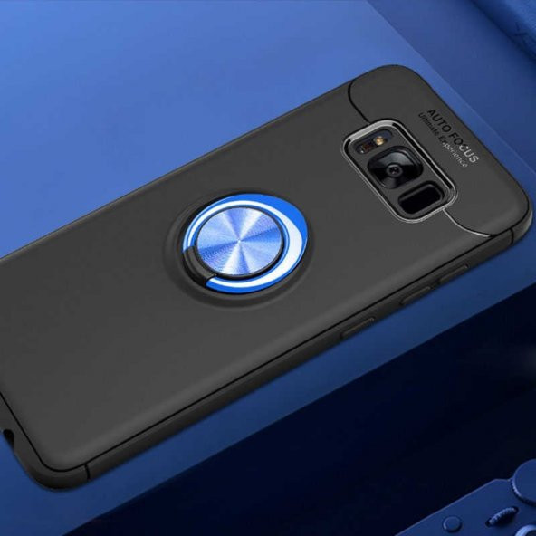 Samsung Galaxy S8 Ravel Silikon Kapak Kılıf Siyah-Mavi