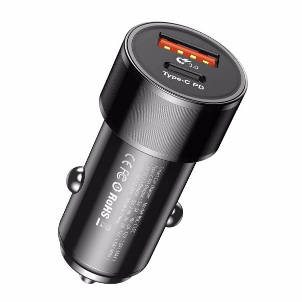 Baseus Small Screw Type-C PD Quick 36W Araç Şarj Cihazı - 2