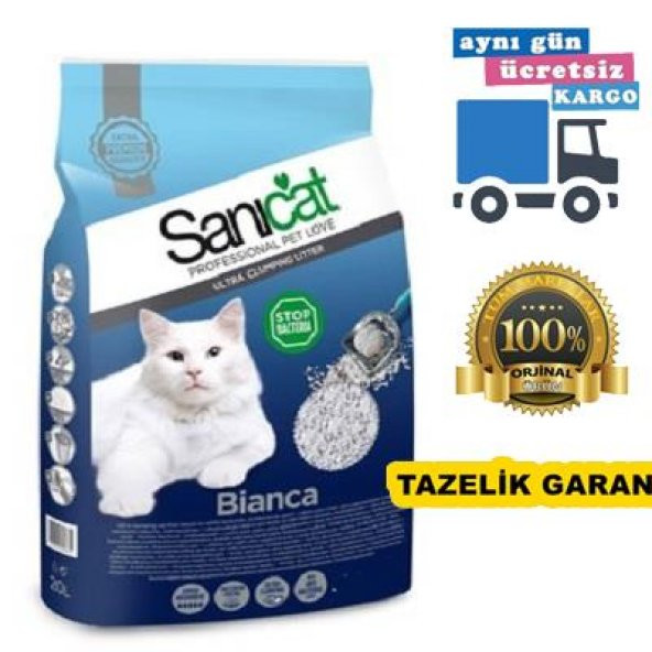 Sanicat Bianca Topaklaşan Doğal Kedi Kumu 5 L