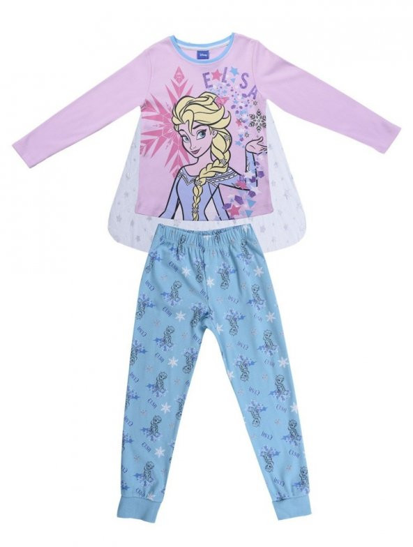Frozen Elsa Pelerinli Pijama Takımı - Pembe Mavi FZ-12395 - 6