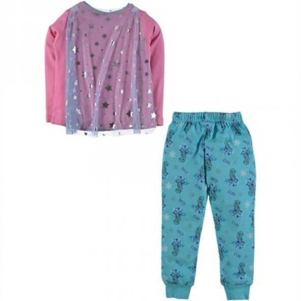 Frozen Elsa Pelerinli Pijama Takımı - Pembe Mavi FZ-12395 - 4
