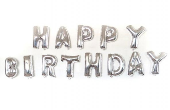 Happy Birthday Balon - Doğum Günü Balon - Gümüş