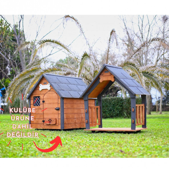 MANDU Isı Yalıtımlı Ahşap Köpek Kulübeleri için Ekstra GÖLGELİK ÇATI VE TABAN (VERANDA)  XLARGE - 2