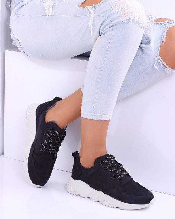 Rena Siyah Beyaz Bayan Spor Ayakkabı